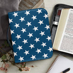 White And Blue USA Star Pattern Print Leather Bible Cover