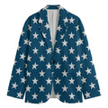 White And Blue USA Star Pattern Print Men's Blazer