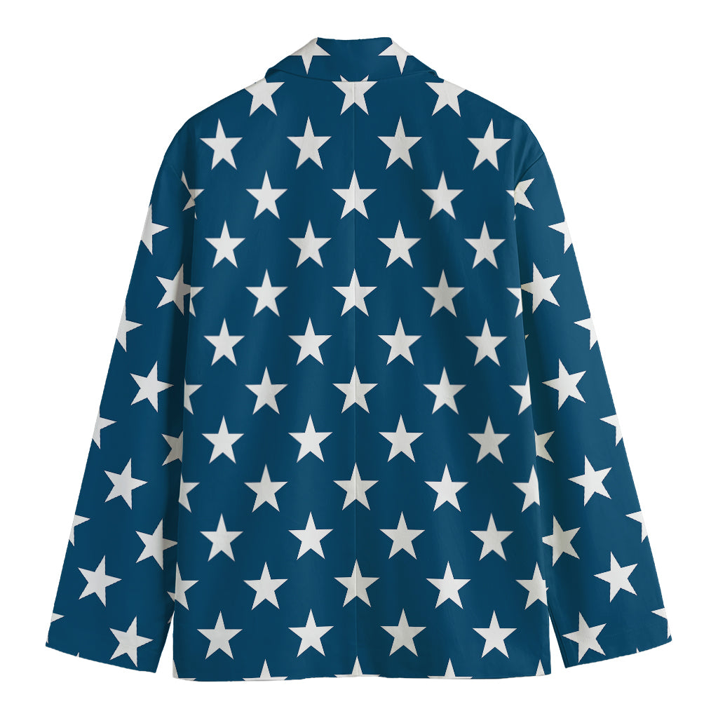 White And Blue USA Star Pattern Print Men's Blazer