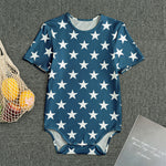 White And Blue USA Star Pattern Print Men's Bodysuit