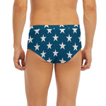 White And Blue USA Star Pattern Print Men's Briefs
