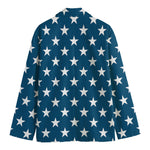 White And Blue USA Star Pattern Print Men's Cotton Blazer