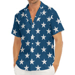 White And Blue USA Star Pattern Print Men's Deep V-Neck Shirt