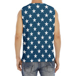 White And Blue USA Star Pattern Print Men's Fitness Tank Top