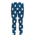 White And Blue USA Star Pattern Print Men's leggings