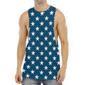White And Blue USA Star Pattern Print Men's Muscle Tank Top