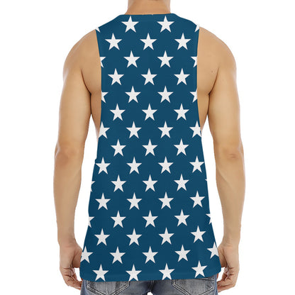 White And Blue USA Star Pattern Print Men's Muscle Tank Top