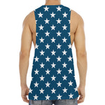 White And Blue USA Star Pattern Print Men's Muscle Tank Top