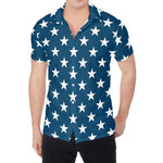 White And Blue USA Star Pattern Print Men's Shirt