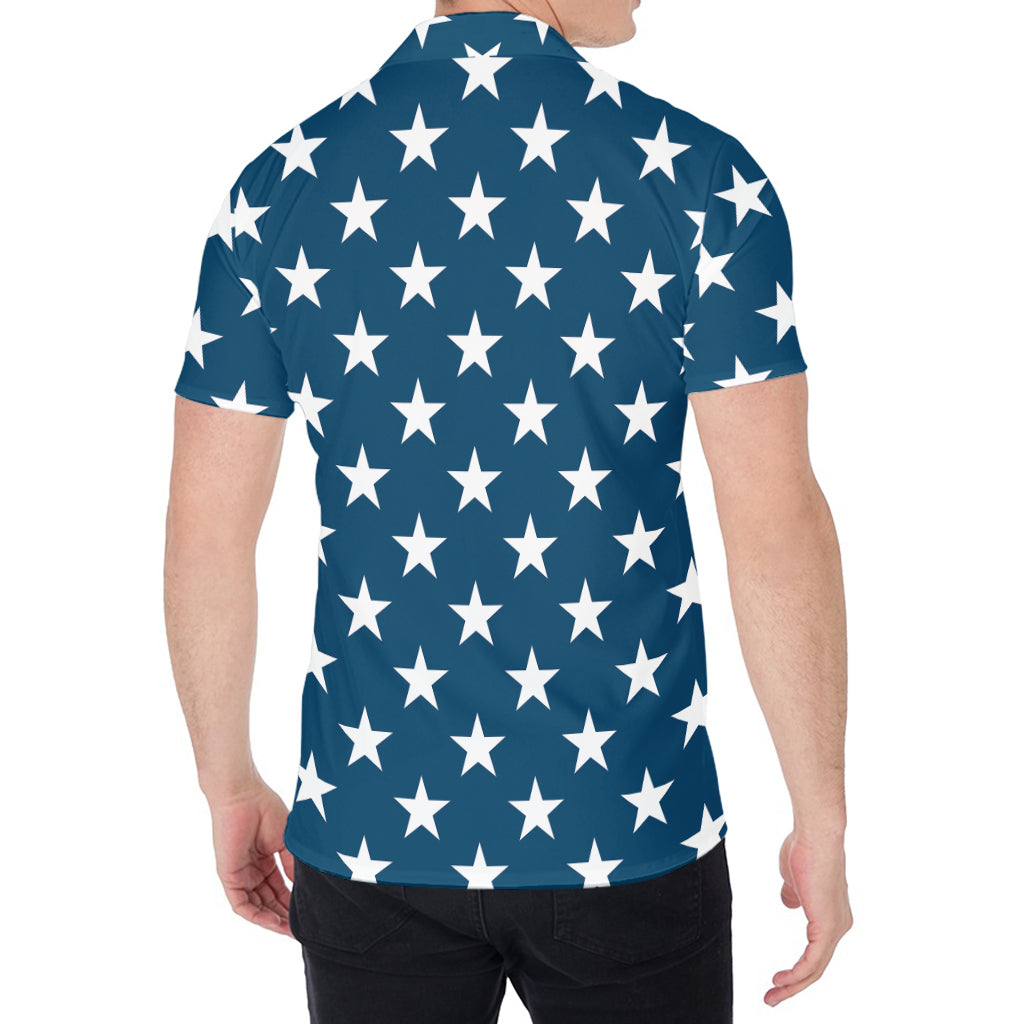 White And Blue USA Star Pattern Print Men's Shirt