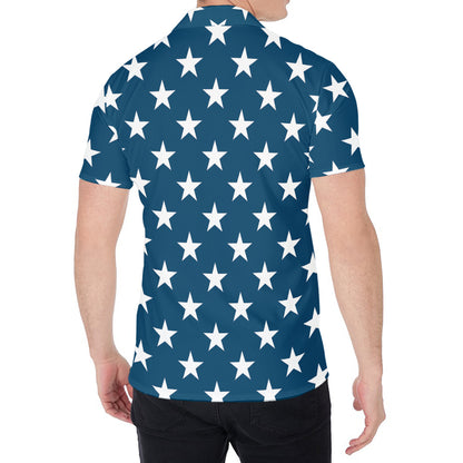 White And Blue USA Star Pattern Print Men's Shirt