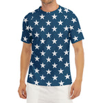 White And Blue USA Star Pattern Print Men's Short Sleeve Rash Guard