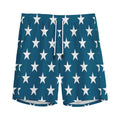 White And Blue USA Star Pattern Print Men's Athletic Shorts
