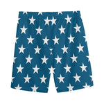 White And Blue USA Star Pattern Print Men's Sports Shorts