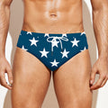 White And Blue USA Star Pattern Print Men's Swim Briefs
