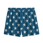 White And Blue USA Star Pattern Print Mesh Shorts