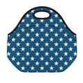 White And Blue USA Star Pattern Print Neoprene Lunch Bag