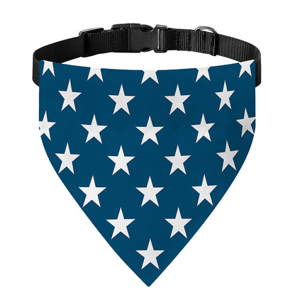 White And Blue USA Star Pattern Print Over The Collar Dog Bandana