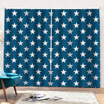 White And Blue USA Star Pattern Print Pencil Pleat Curtains