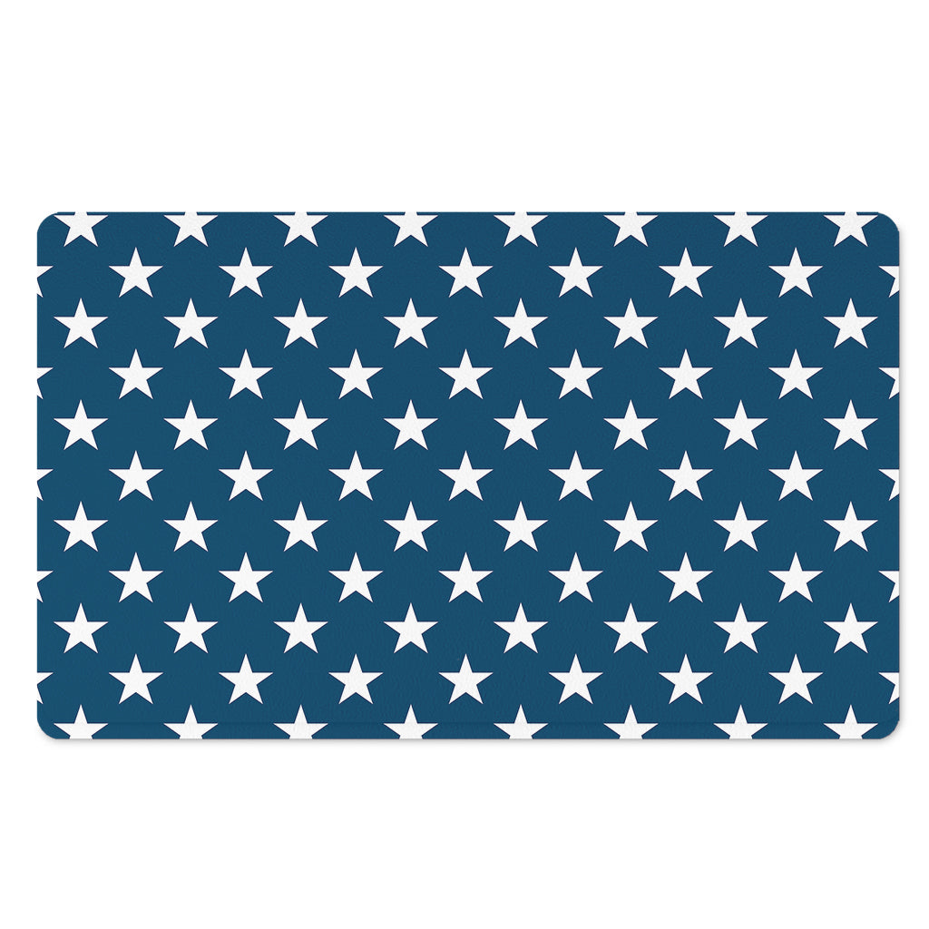 White And Blue USA Star Pattern Print Polyester Doormat