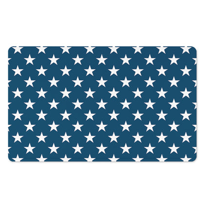 White And Blue USA Star Pattern Print Polyester Doormat