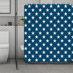 White And Blue USA Star Pattern Print Polyester Shower Curtain