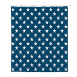 White And Blue USA Star Pattern Print Polyester Shower Curtain