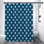 White And Blue USA Star Pattern Print Premium Shower Curtain