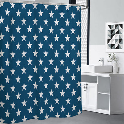 White And Blue USA Star Pattern Print Premium Shower Curtain