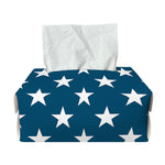White And Blue USA Star Pattern Print Rectangle Tissue Box Cover