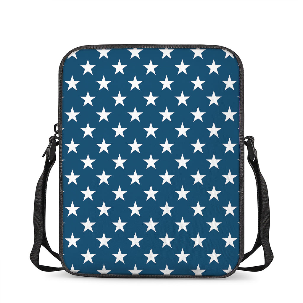 White And Blue USA Star Pattern Print Rectangular Crossbody Bag