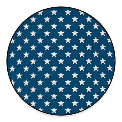 White And Blue USA Star Pattern Print Round Floor Mat