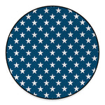 White And Blue USA Star Pattern Print Round Floor Mat