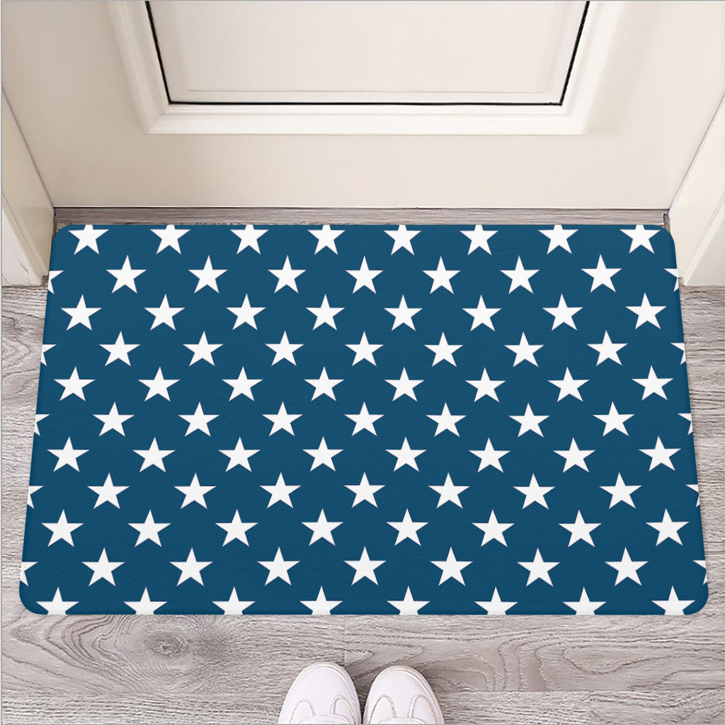 White And Blue USA Star Pattern Print Rubber Doormat