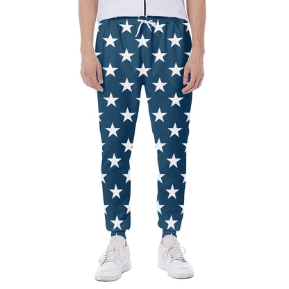 White And Blue USA Star Pattern Print Scuba Joggers