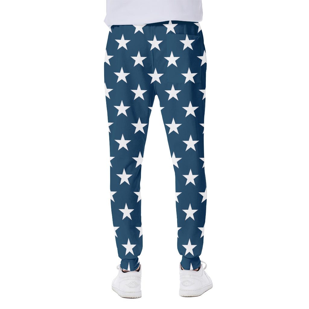 White And Blue USA Star Pattern Print Scuba Joggers