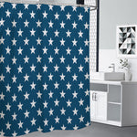 White And Blue USA Star Pattern Print Shower Curtain