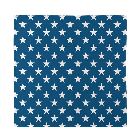 White And Blue USA Star Pattern Print Silk Bandana