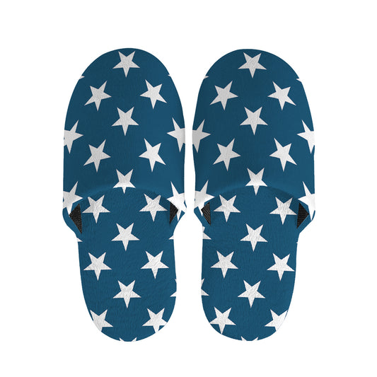 White And Blue USA Star Pattern Print Slippers