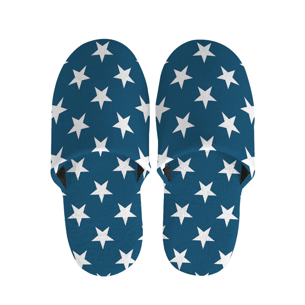 White And Blue USA Star Pattern Print Slippers