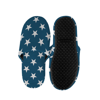 White And Blue USA Star Pattern Print Slippers