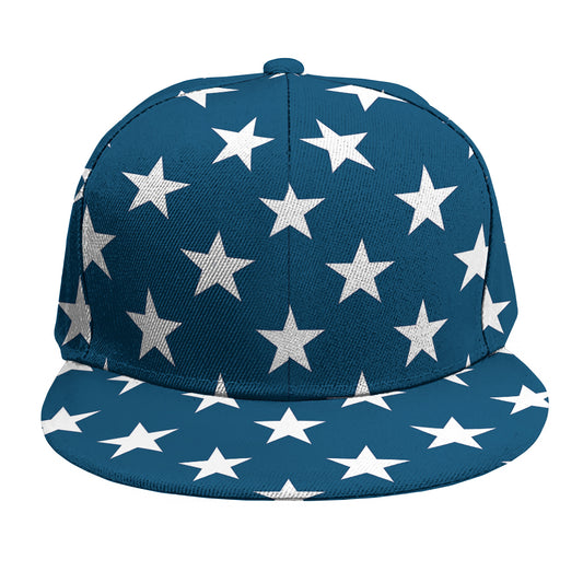White And Blue USA Star Pattern Print Snapback Cap