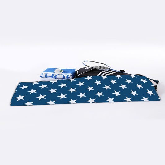 White And Blue USA Star Pattern Print Sports Towel