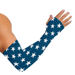 White And Blue USA Star Pattern Print Sun Protection Arm Sleeves