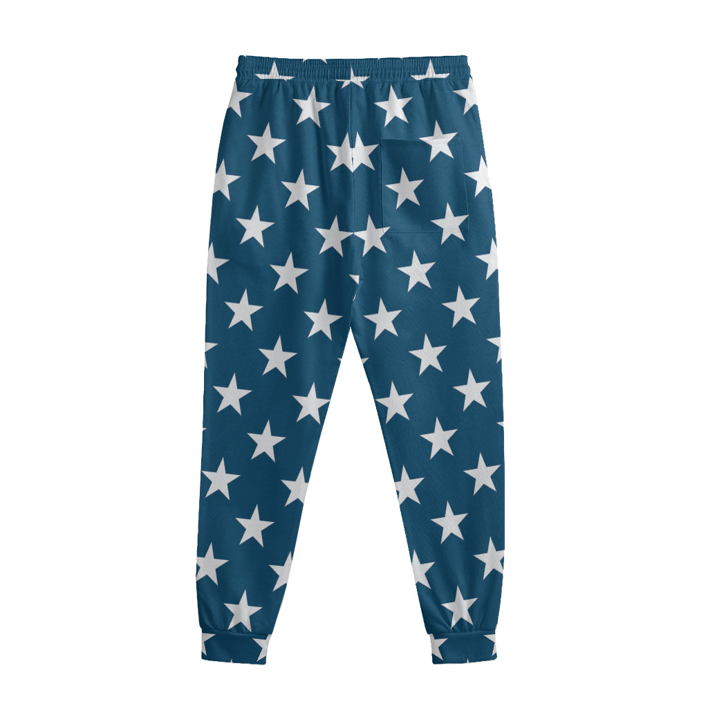 White And Blue USA Star Pattern Print Sweatpants