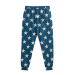 White And Blue USA Star Pattern Print Sweatpants