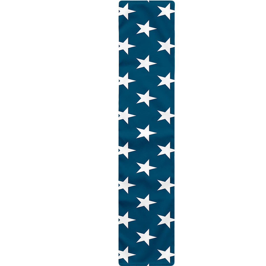 White And Blue USA Star Pattern Print Table Runner