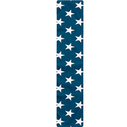 White And Blue USA Star Pattern Print Table Runner