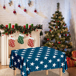 White And Blue USA Star Pattern Print Tablecloth