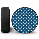 White And Blue USA Star Pattern Print Tire Cover